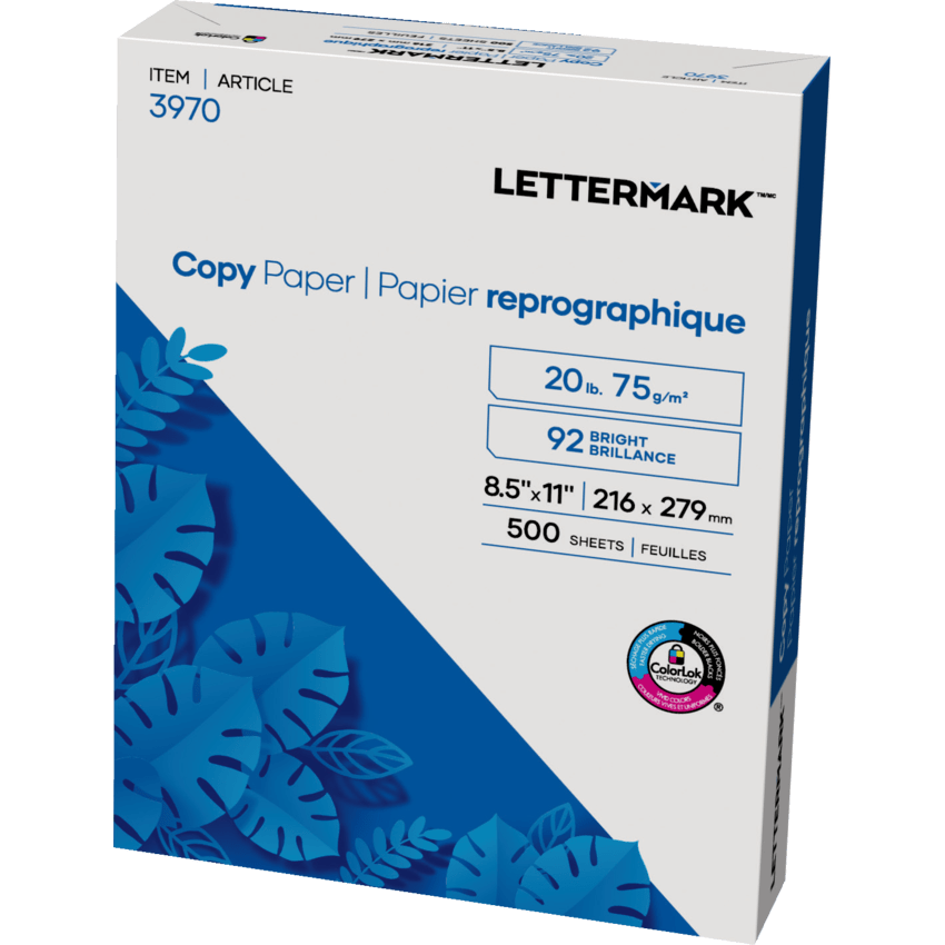 Lettermark Recycled Copy Paper, 8-1/2 x 11 Inches, White, 5000 Sheets